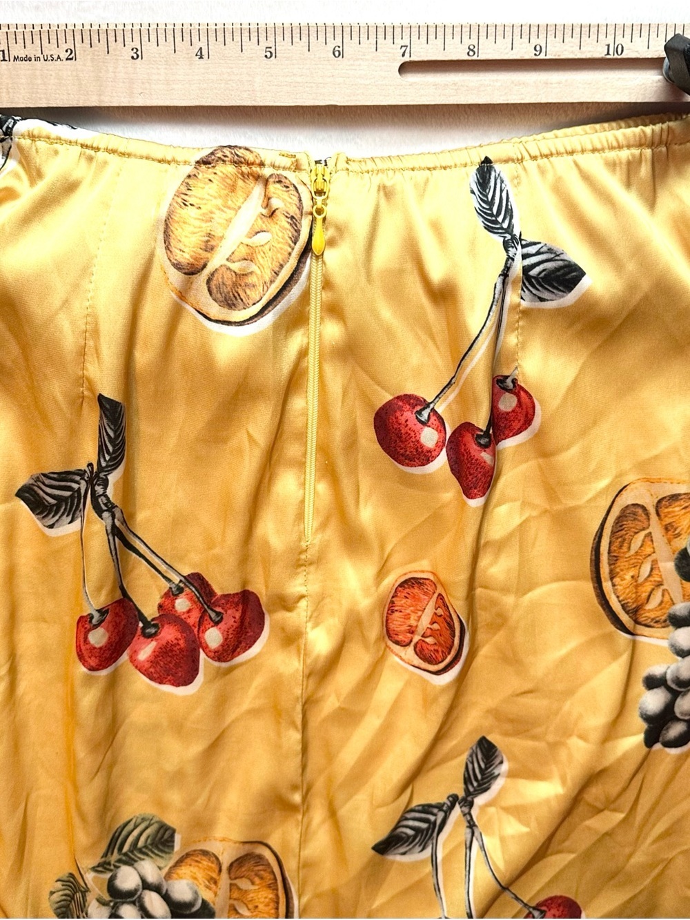 Show Me Your Mumu Anjolie Wrap Skirt in Fruit Basket S Yellow Red Cherry Citrus - Picture 5 of 7